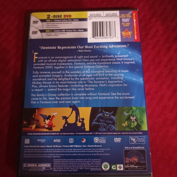 *Walt Disney's FANTASIA & FANTASIA 2000 Double Feature on DVD - Picture 2 of 2